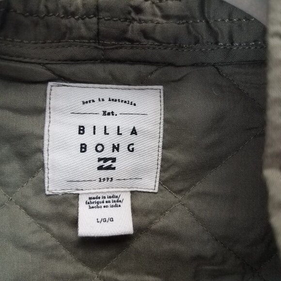 NEW Billabong Size L Piece Out quilted belted longline Jacket in Sage Green - Picture 7 of 13